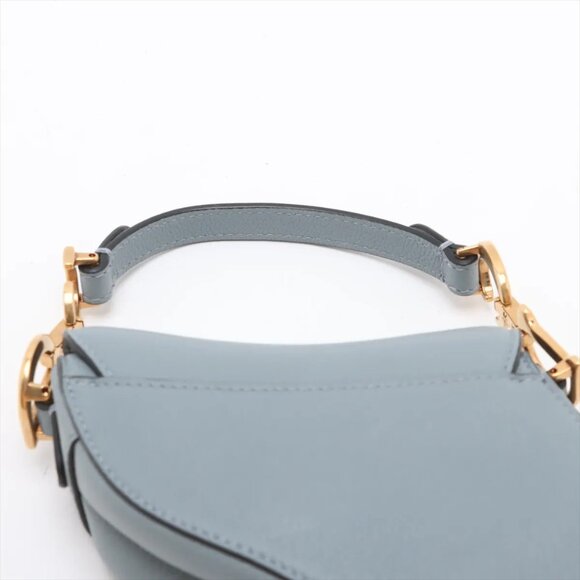 Christian Dior Saddle Micro Leather 2 Way Handbag Blue - Picture 6 of 13